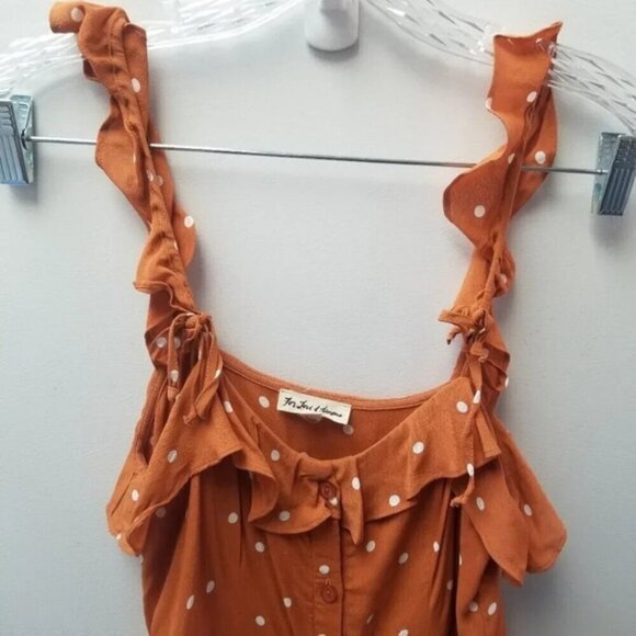 For Love and Lemons Natalia Midi Polka Dot Orange Saffron Dress XS - Picture 11 of 14